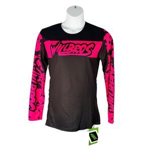 Willbros MX Motocross Jersey Shirt Womens Large Black Pink Print Long Sleeve